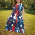 thumbnail image 7 of Delliss Girl's Casual Dress Summer Crew Neck Flying Sleeve Print Sundress for Kids 6-15 Years, 7 of 7