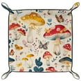 thumbnail image 2 of Women Girls Leather Square Dish Trinket Plate Jewelry Tray for Mothers Day Birthday Gift, Mushrooms Butterfly Pattern, 2 of 6