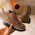 thumbnail image 5 of Womens Combat Boots Faux Suede Lace Up Chunky Platform Lightweight Non Slip Work Hiking Booties, 5 of 7