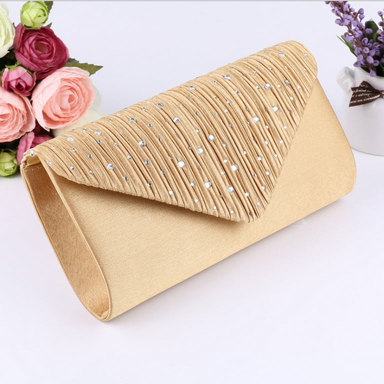 Rose gold diamante online clutch bag