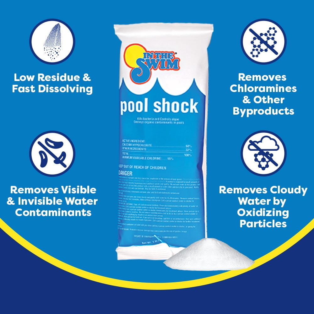 In The Swim Shock and Chlorine Bundle for Sanitizing Swimming Pools – Includes 12 x 1 Pound Bags of 68% Cal-Hypo Pool Shock and  25 Pound Bucket of 3 Inch Stabilized Chlorine Tablets ITS_25235 12X1