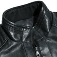 thumbnail image 5 of WULFUL Men's Stand Collar Leather Jacket Motorcycle Faux Leather Jackets Outwear, 5 of 7