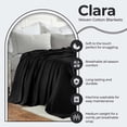 thumbnail image 6 of Superior Clara Cotton Striped Woven Blanket, King, Black, 6 of 13
