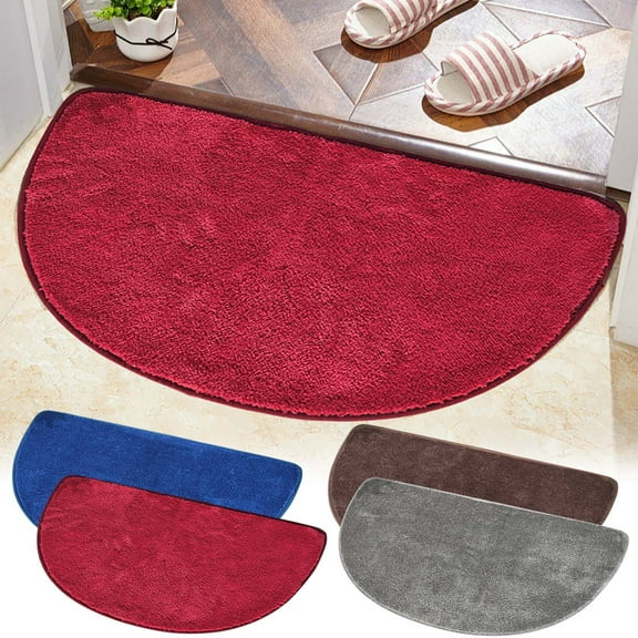 Half Moon Bathroom Mat with Non Slip TPR Rubber Backing, Super Absorbent Quick Dry Machine Washable Shower and Tub Floor Rug, Thin Low Profile Doorway Entry Mat 45 x 70 cm