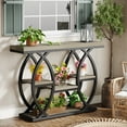 thumbnail image 4 of Finmind 39-Inch Industrial Console Table, 4-Tier Sofa Table with Metal Frame, Grey, 4 of 8
