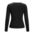 thumbnail image 5 of VEKDONE Womens Sexy Tops Long Sleeve Zipper V Neck Shirts Ribbed Knit Low Cut Tops Fall Stretch Slim Fit Shirts Solid Color Fashion Blouses Black L, 5 of 7