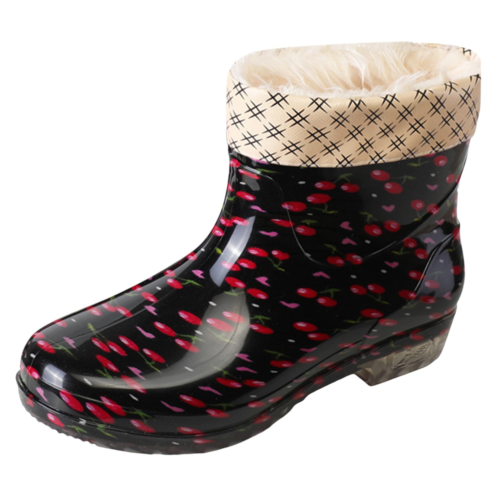 asddcavvf Bottes de Pluie Courtes pour Femmes Tissu Cristal