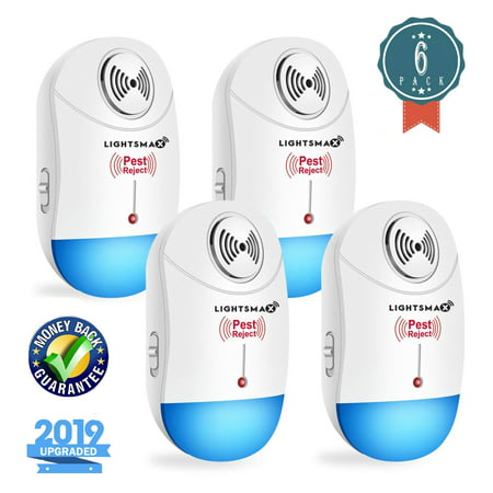 4 PKS [2018 NEW UPGRADED] LIGHTSMAX - Ultrasonic Pest Repeller - Electronic Plug -In Pest Control Ultrasonic - Best Repellent for Cockroach Rodents Flies Roaches Ants Mice Spiders Fleas (Best Air Guns For Pest Control)