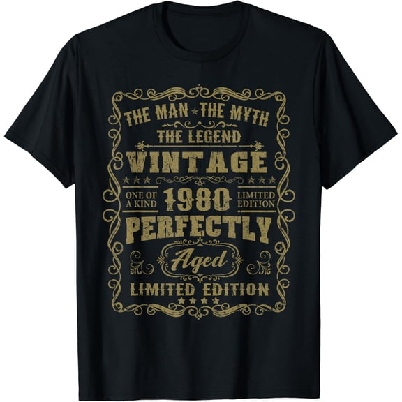 Vintage 1980 Birthday Shirt for Men Women Legends Born in T-Shirt mens t shirt，black，women，funny，misfits，men，journey