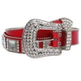 thumbnail image 2 of Western Square Rhinestone Ornaments Top Grain Genuine Leather Belt, 2 of 3