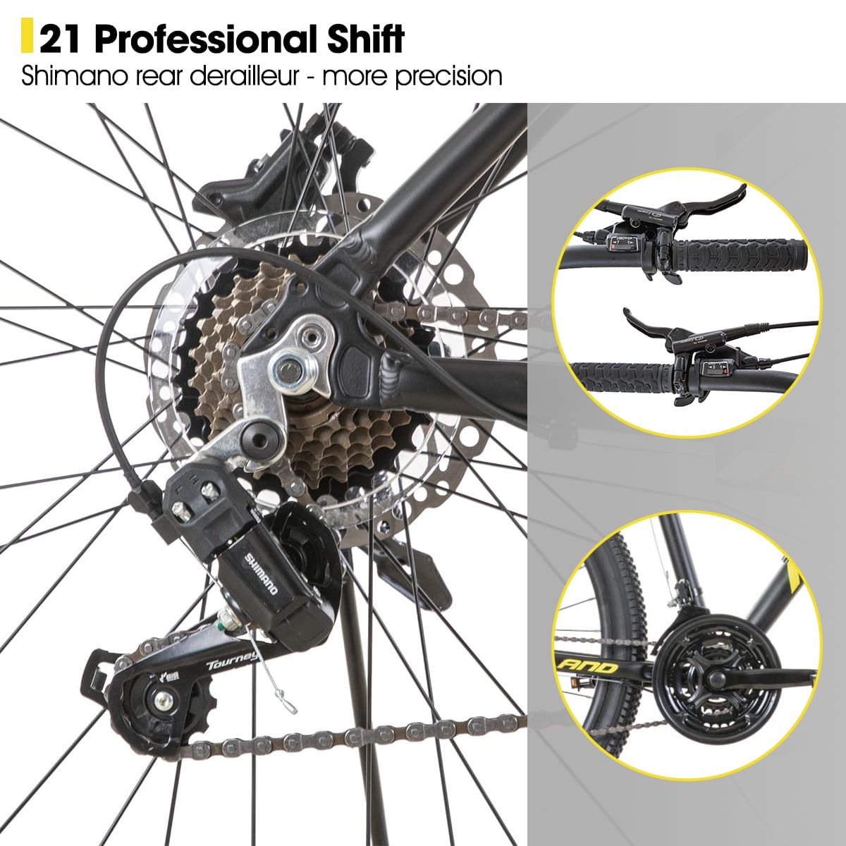 Hiland Aluminum Mountain Bike 21 Speeds MTB,Lock-Out Suspension Fork,27.5 inch Wheel,Mens Mountain Bike Bicycle, Black