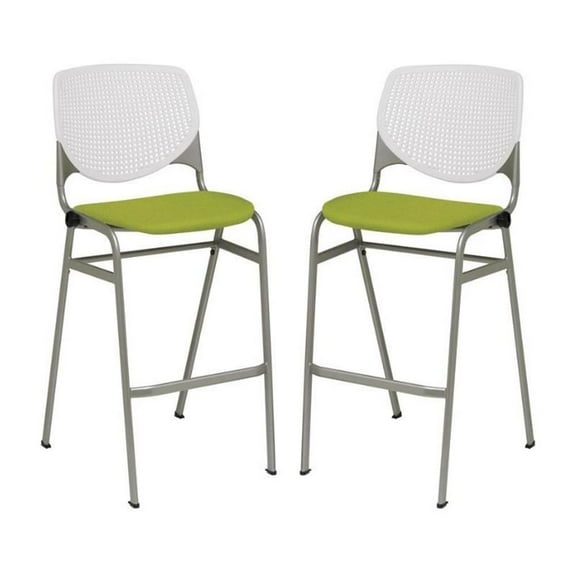 Home Square Stack Fabric Upholstered Seat Barstool in Avocado - Set of 2