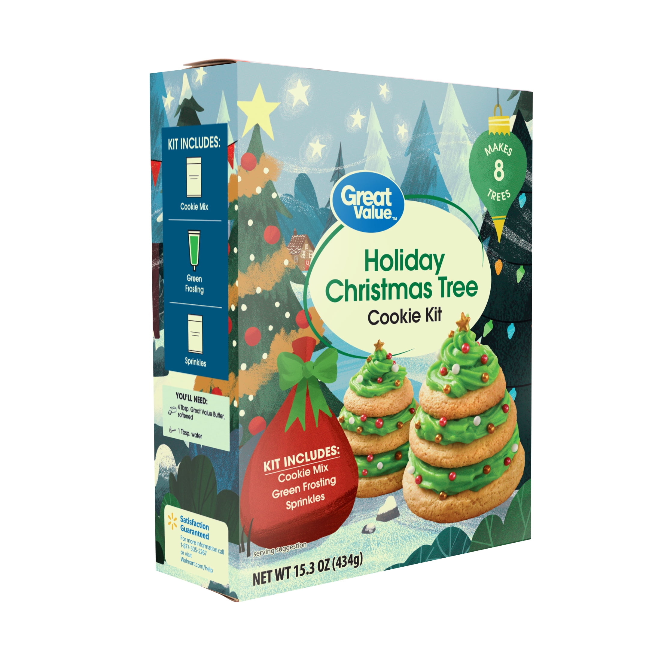 Great Value Holiday Christmas Tree Sugar Cookie Kit, 15.3 oz