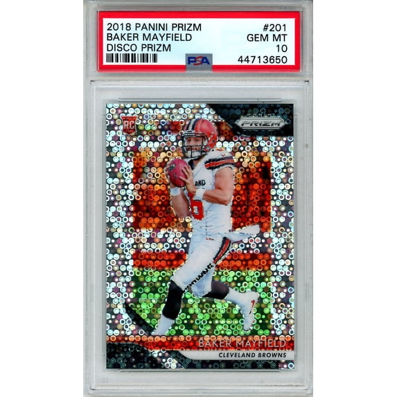 2018 Panini Prizm Baker Mayfield #201 Disco Rookie PSA 10