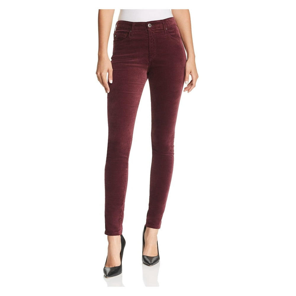 AG - ADRIANO GOLDSCHMIED Womens Maroon Pocketed Skinny Jeans Size 25 R ...