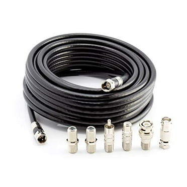 THE CIMPLE CO - 6' RG6 Black & 6 Universal Coaxial Cable Connector Ends - F81 RCA BNC Adapters