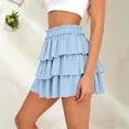 thumbnail image 6 of Karight Womens High Waist Tiered Ruffle Mini Skirt Boho Elastic Waist Flowy Layered Skirt, 6 of 7