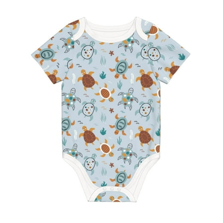 

Matuu Sea Turtle for Baby Short-Sleeve Bodysuit Soft Cotton Comfortable and Breathable Perfect for Newborns and Infants