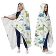 thumbnail image 2 of Wearable Blanket,LightBeige Cartoon Dinosaurs Plants Pattern Hooded Wearable Flannel Blanket for Adults & Teens,Winter Poncho Shawl Wrap Cape Cozy Anti-Pill,60"x80", 2 of 5
