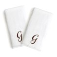 thumbnail image 4 of Authentic Hotel and Spa  2-piece White Turkish Cotton Hand Towels with Brown Script Monogrammed Initial White/Brown Y, 4 of 5