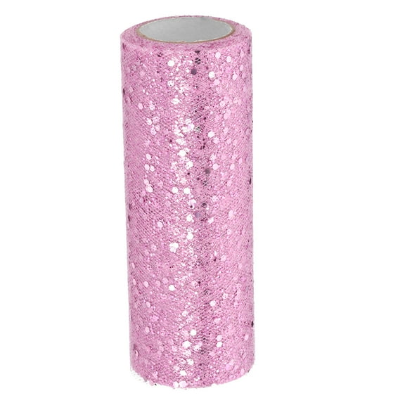 Uxcell Tulle Fabric Rolls, Fabric Spool Tulle Sparkling Ribbon Netting Sequin for DIY Tutu Skirts Crafts Wedding Pink