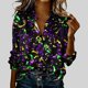 thumbnail image 1 of TaTaai Ladies Long Sleeve Carnival Top Round Neck Casual Polyester Shirt Lightweight Printed Festival Wear Size Up Recommended Gift, 1 of 5