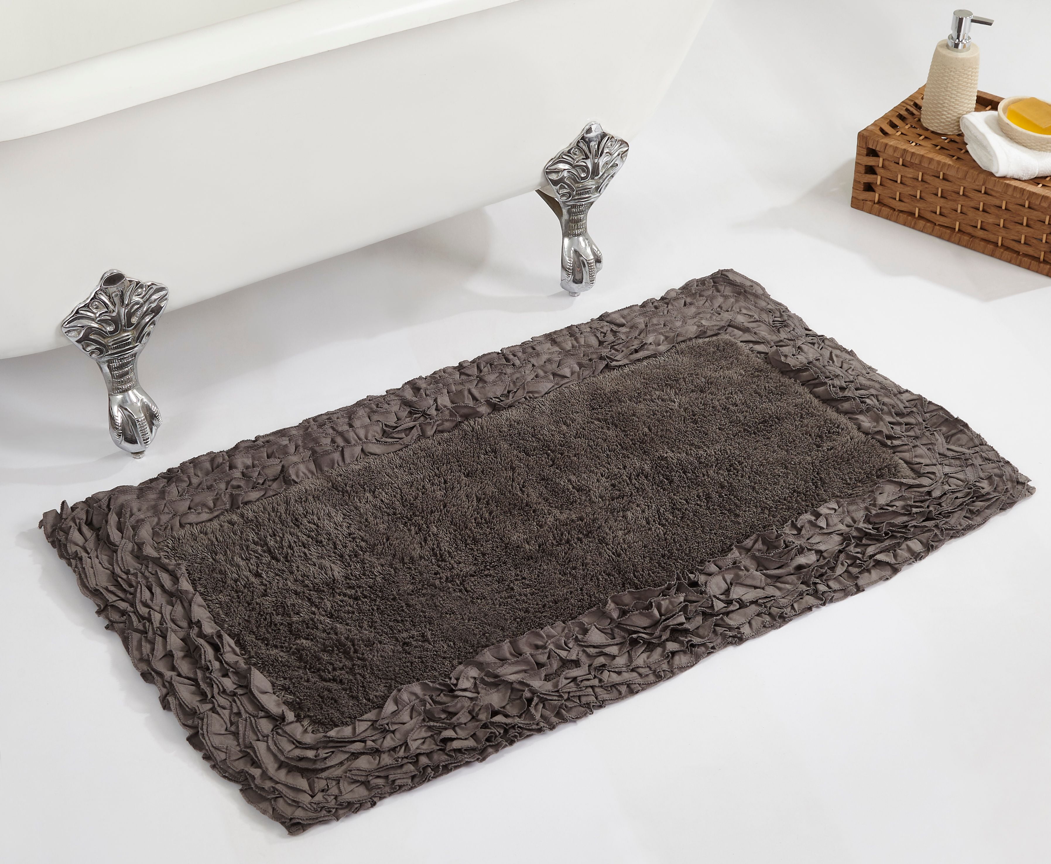 Better Trends Shaggy Border Bath Rug 17" X 24" Grey