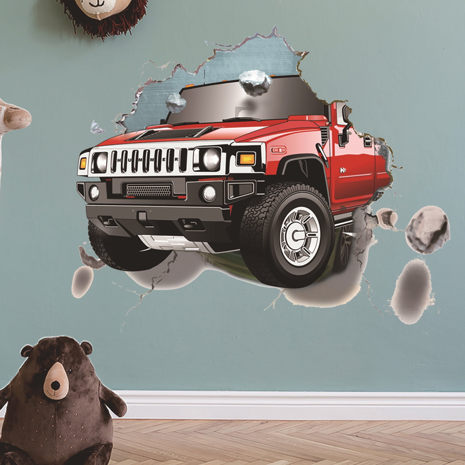 Creative Imitation 3D Through The Wall Car Wall Stickers Background Wall -  