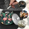 thumbnail image 4 of Yayeee Ashtray with Lid for Cigarette Smokeless Stainless Steel Home Ash Holder, Flamingo Leaves Pattern, 4 of 7