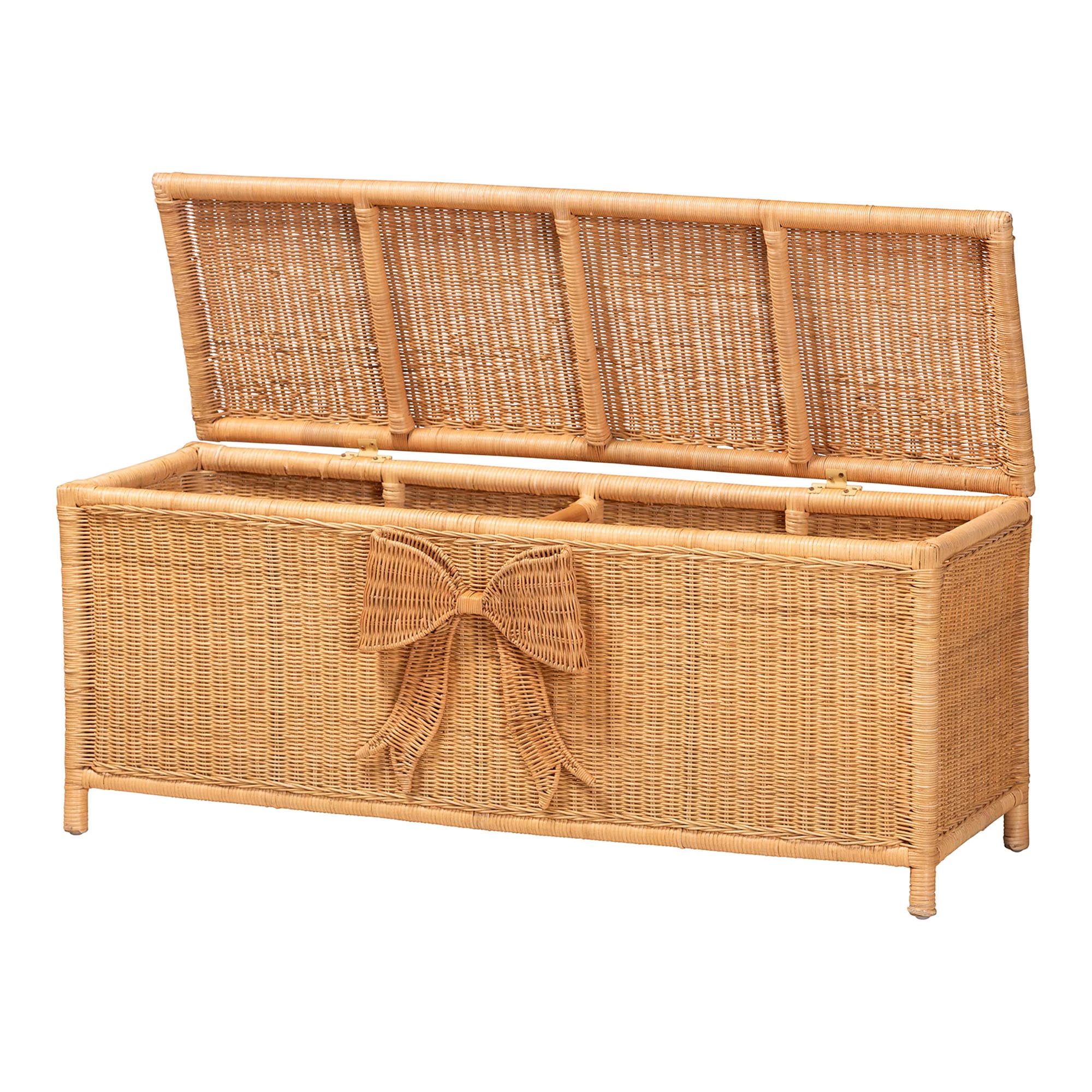 bali & pari Creusa Boho Storage Bench, Light Honey