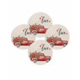 thumbnail image 7 of 13 Inch Round Placemats Set of 4, Valentines Day Non Slip Heat Insulation PP Table Mats, Red Truck Rose Flowers Farmhouse Beige Washable Place Mats for Kitchen Dining Party Table Decor, 7 of 7