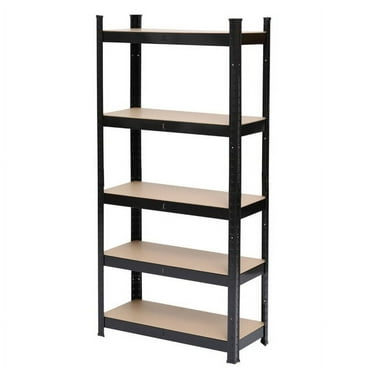 5 Tier Laminated Black Metal Shelving Unit Adjustable Garage Storage Utility Rack Heavy Duty Shelves Organization Multipurpose Shelf Warehouse Basement Pantry 29" W x 12" D x 59" H
