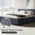 thumbnail image 5 of King Size Upholstered Platform Bed with Trapezoidal Headboard, Embedded Design Solid Wood Bed Frame with 24 Strong Slats Support & Velvet Cover, No Box Spring Needed, Grey, 5 of 6