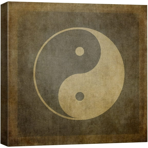 wall26 Canvas Print Wall Art Brown & Tan Grunge Chinese Yin Yang Symbol Historic Cultural Illustrations Modern Art Chic Relax/Calm Multicolor Dark for Living Room, Bedroom, Office - 24"x24&q
