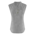 thumbnail image 4 of Womens Summer Tops Fashionfor Wear Sleeveless Button Up Versatile Solid Color For Jeans Womens Tee Shirts,Grey,4XL, 4 of 5