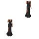 thumbnail image 3 of Qarigey Vestido de noche Traje de fiesta Ropa festiva Cuello en V Hendidura Sirena Mano de obra fina Hermosos vestidos de baile Negro XXXL Negro XXXL 2Conjunto, 3 of 6