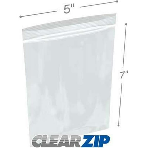 International Plastics CZ1250507 5 x 7 in. ClearZip Lock Bags, 0.00125 Gauge - Case of 1000