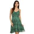 thumbnail image 5 of Sakkas Stonewashed Rayon Adjustable Spaghetti Straps Mid Length Dress - Sage Green - 1X/2X, 5 of 6
