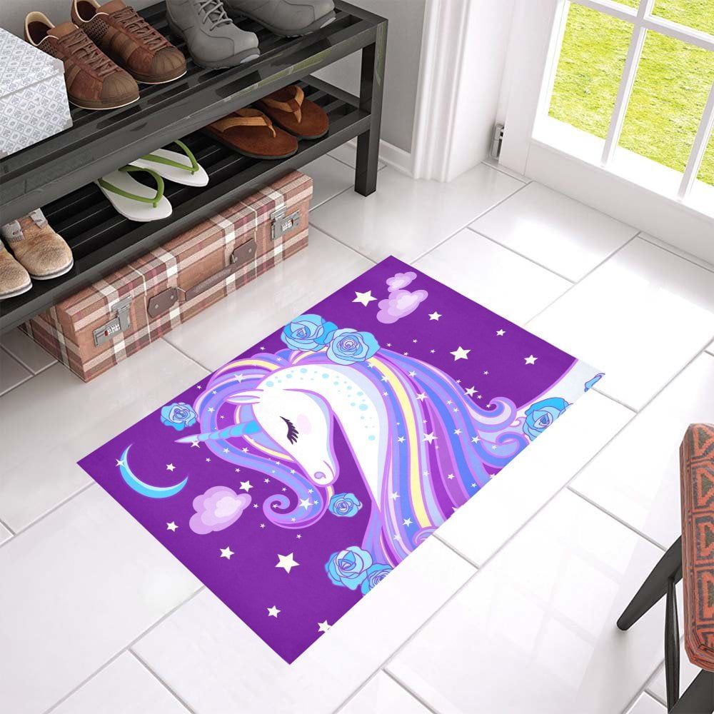 Magical Space Unicorn Pink Indoor Outdoor Rug Welcome Floor Mat Non-Slip Bathmat 