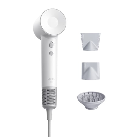 Laifen SE Hair Dryer, 105,000 RPM Ionic Blow Dryer with 3 Magnetic Attachments - White