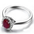 thumbnail image 2 of Classic 1 Carat Ruby and Diamond Halo Engagement Ring in White Gold for Women, 2 of 4