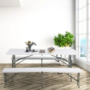 Vebreda Folding Table 6ft Plastic Folding Outdoor Table, White