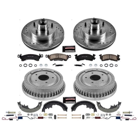 Front and Rear Brake Pad Rotor Shoe Drum Kit - Compatible with 1973 - 1975 Chevy El Camino 1974