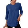 thumbnail image 2 of Lumtrix Womens Workout Tops 3/4 Sleeve Sport Shirts Crew Neck Casual Tunic for Hiking Running Dark Blue 3XL, 2 of 6