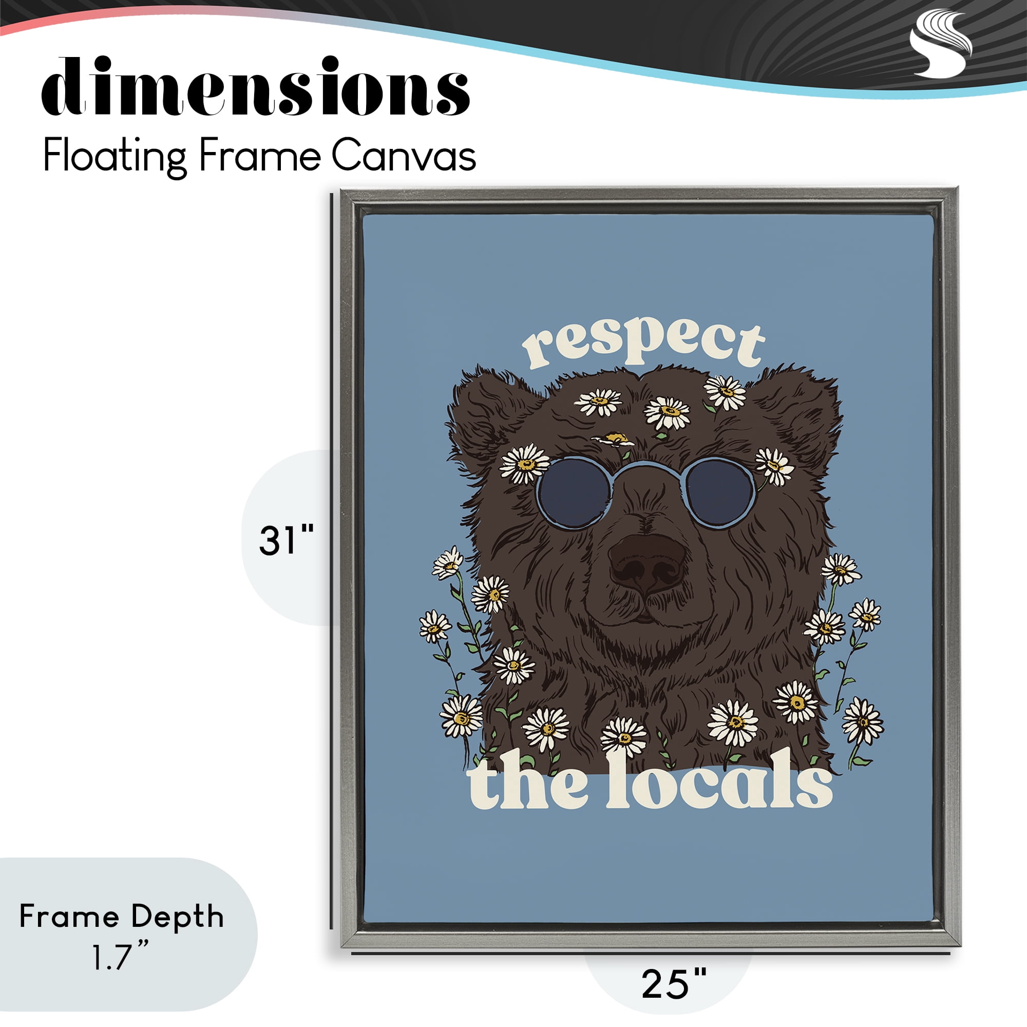 Stupell Industries Respect The Locals Bear Gray Framed Floater Canvas Wall Art, design by Two If By Sea Studios