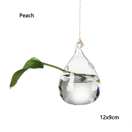 Ball Hydroponics Home Decoration Garden Supplies Hanging Glass Plant Pot Glass Vase Terrarium Container PEACH(12X9CM)