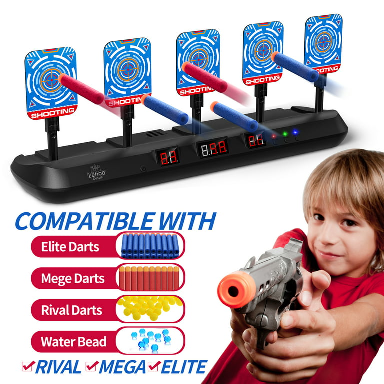 Lehoo Castle Shooting Targets for Nerf, 5 Targets Shooting Games for Kids,  Digital Scoring Nerf Guns Target, Gifts for 5 6 7 8 9 10 Year Old Boy 
