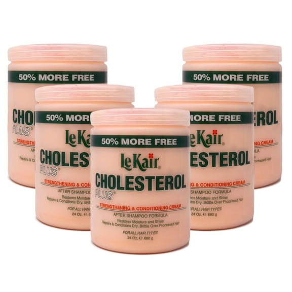 LeKair Cholesterol Plus Strengthening & Conditioning Cream For All Hair Types, 24 Oz. - Pack of 5