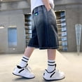 thumbnail image 5 of Uobin Boys Denim Shorts Summer Thin Gradient Casual Breathable Soft Blend Stretchy Waistband Toddler Everyday Wear, 5 of 8