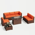 thumbnail image 6 of MRUAKA 8 Pieces Patio Furniture Set with Fire Pit Table, Outdoor Furniture Sectional Rattan Sofa with Slanted Back, Patio Couch with Glass Coffee Table for Backyard Garden (Orange), 6 of 9
